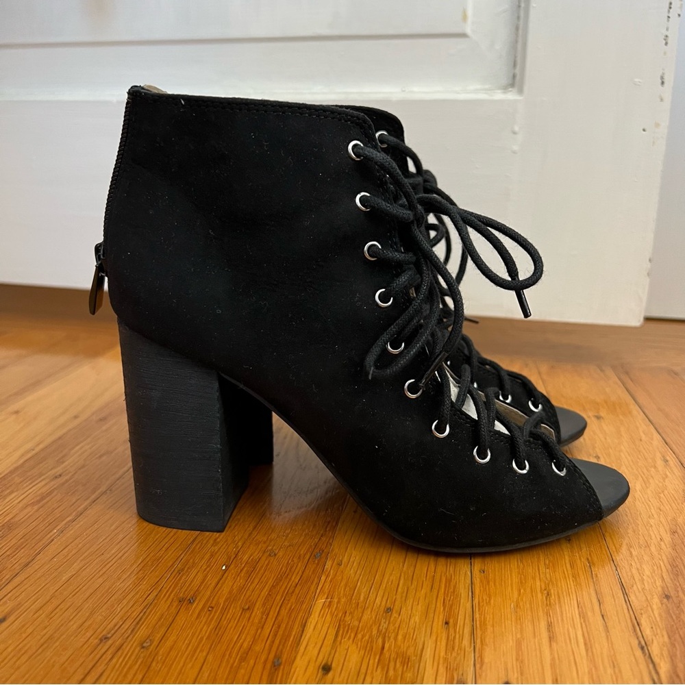 Lace up black heels